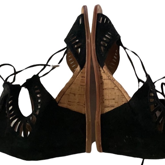 Dolce Vita Black Linsey Suede Wedge Sandals Size 6.5 - Picture 6 of 7